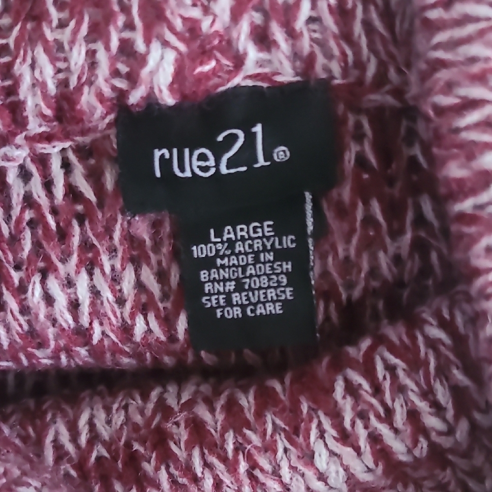 Rue21 Women's Size Large Maroon Knit Cowl Neck Sweater - Picture 4 of 4